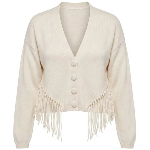 TRENDYOLMILLA Trendyol ženski duks Ecru V-Neck Tassel Hem Knitwear Cardigan Twoaw27Hi00122 Cene
