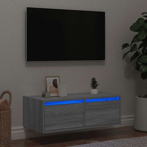 vidaXL TV omarica z LED lučkami siva sonoma 75x35,5x25 cm Cene