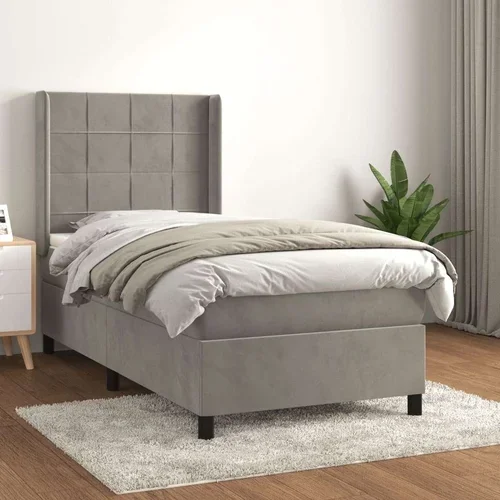 Box spring postelja z vzmetnico svetlo siva 80x200 cm žamet, (20893118)