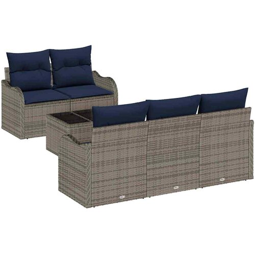 vidaXL Vrtna sedežna garnitura 6 pcs Siva 55 x 55 x 37 cm Poly ratan, (5000063114) Cene