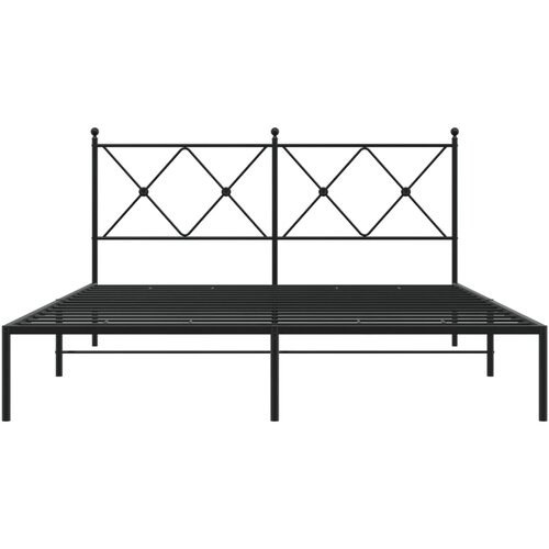  Metalni okvir za krevet s uzglavljem crni 160x200 cm Slike