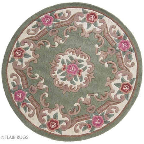 Flair Rugs zeleni vuneni tepih Aubusson, ⌀ 120 cm Cijene