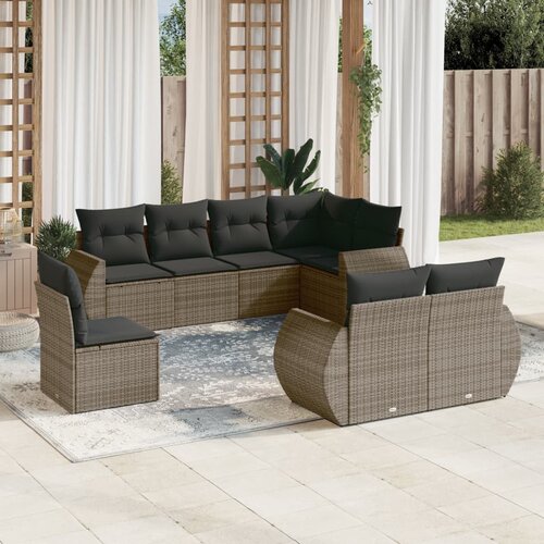 vidaXL 8-dijelni set vrtnih sofa od poliratana s jastucima sivi Cijene