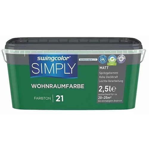 SWINGCOLOR Notranja disperzijska barva Simply št.21 (2,5 l, zelena, mat)