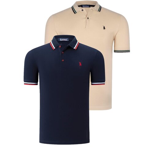 Dewberry DUAL SET T8594 MENS T-SHIRT-NAVY BLUE-BEIGE Cijene