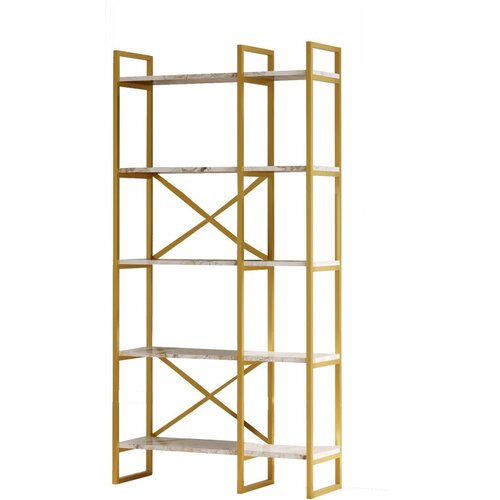 Kalune Design Bijeli/u zlatnoj boji regal u mramornom dekoru 87,5x175 cm Monica &amp;ndash; Slike
