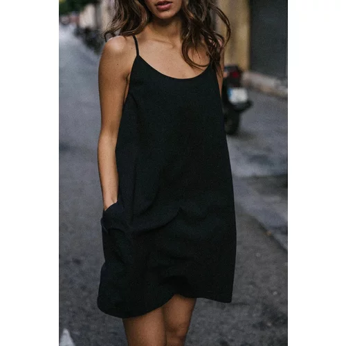 Muuv. Pamučna haljina #surfgirl boja: crna, mini, oversize