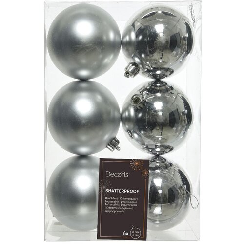  Novogodišnja Kugla 8 cm 6/1 srebrne 022051 Cene