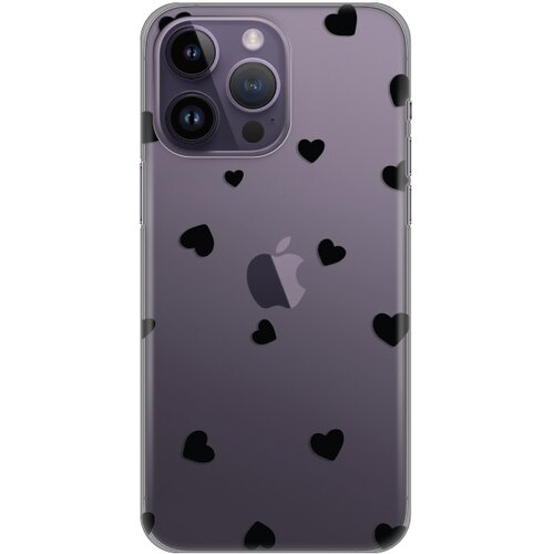 silikonska maska za iPhone 14 Pro Max 6.7 Hearts Print Skin providna Slike