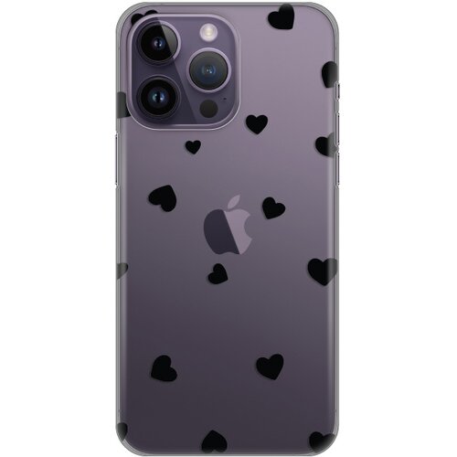  Silikonska maska za iPhone 14 Pro Max 6.7 Hearts Print Skin providna Slike
