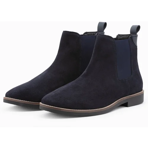 Ombre Men's leather boots - navy blue