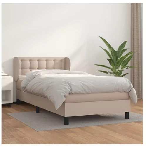  Box spring postelja z vzmetnico kapučino 100x200cm umetno usnje