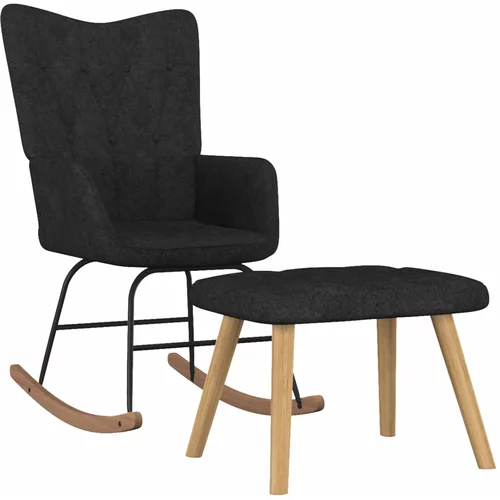 vidaXL Gugalni stol s stolčkom črno blago, (20935474)