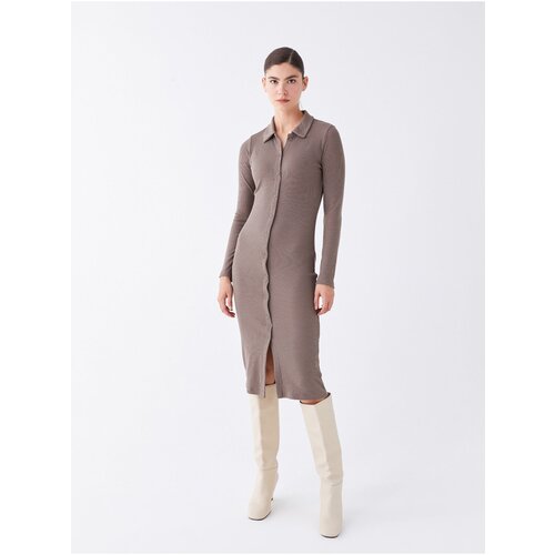 LC Waikiki Women's Plain Long Sleeve Shirt Dress Slike