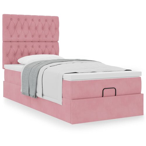 VidaXL Otomanski posteljni okvir z vzmetnicami roza 90x190cm žamet Slike