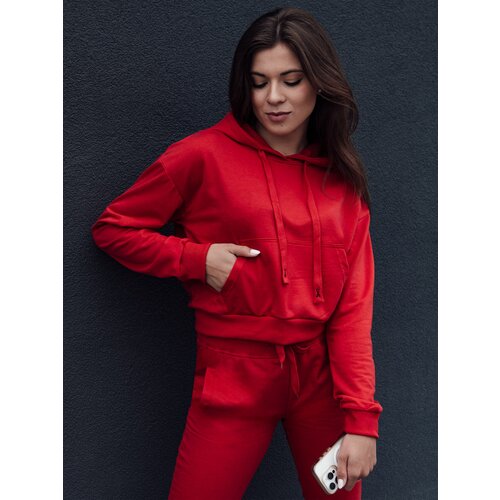 DStreet Bluza damska z kapturem TRENDHOOD czerwona Slike