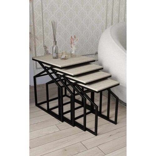 Hanah home Uygar set stolića (umetnuti), crna (4 kom) Slike