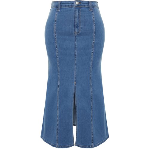Trendyol Curve Blue Slit Detailed Midi Denim Skirt Slike
