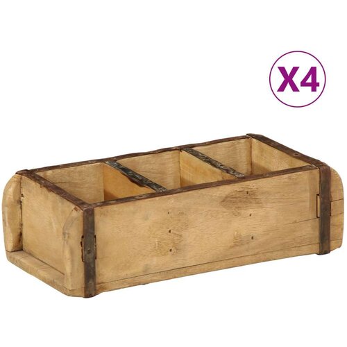  Poslužavnici 4 kom 30x14x9 cm Čvrsto drvo od recikliranih materijala Slike