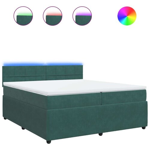 vidaXL Box spring postelja z vzmetnico temno zelena 200x200 cm žamet, (21306575) Cene