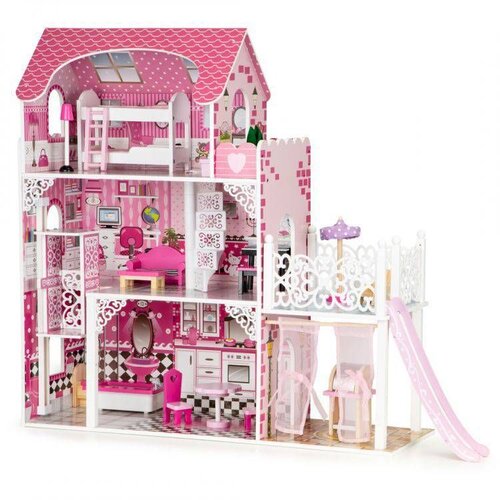 ECO TOYS Drvena kućica za lutke s liftom i toboganom XXL Cijene