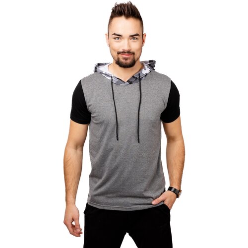 Glano Men&amp;#039;s T-shirt with hood - dark gray Slike