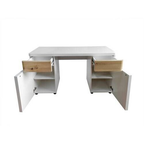 CARRYHOME pisalna miza leseni material bela, barve hrasta Slike