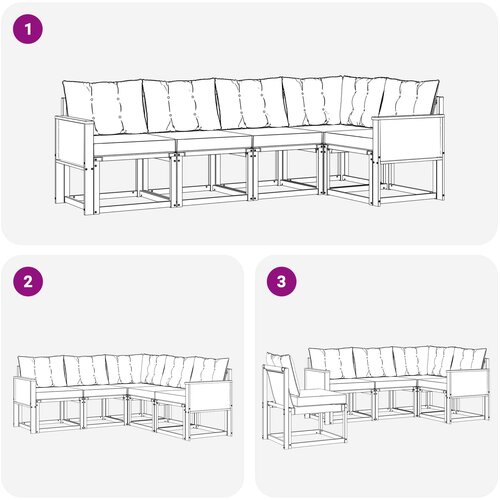  Set vanjskih sofa 5 kom. Prirodna i crna Slike
