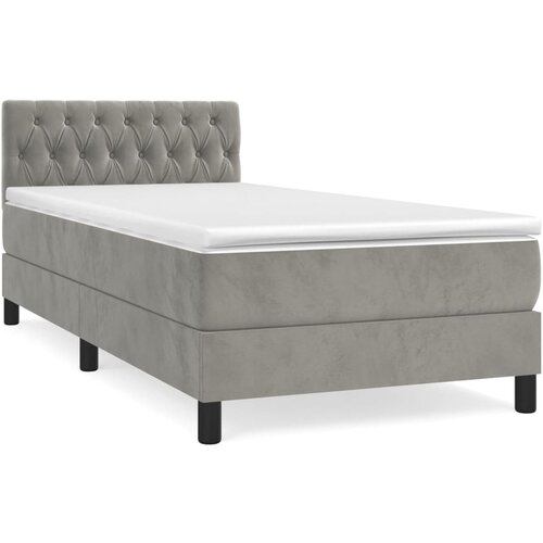 Maison Chic Box spring postelja - Vzmetna postelja z vzmetnico svetlo siv 90x190 cm žamet SL19587, (21893290) Slike