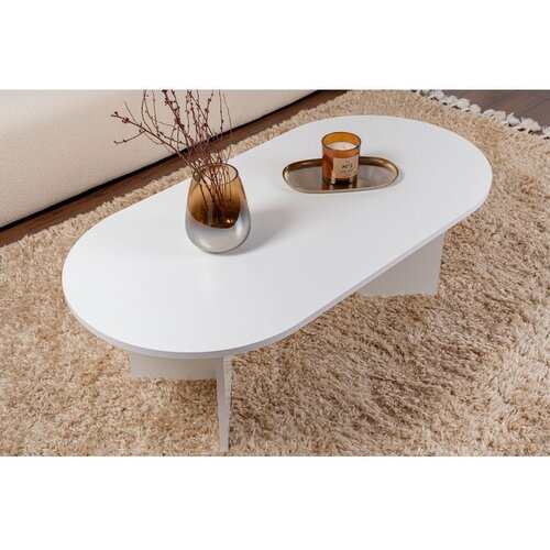 Kalune Design Bela klubska mizica v mat dekorju 60x119 cm Sable &amp;ndash; Slike