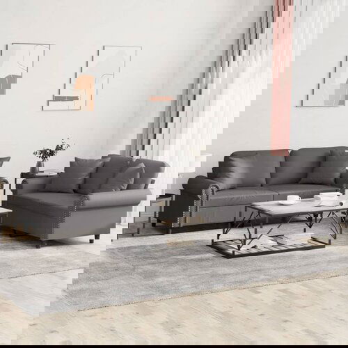 vidaXL Sedežna garnitura z vzglavniki 2-delna sivo umetno usnje Cene