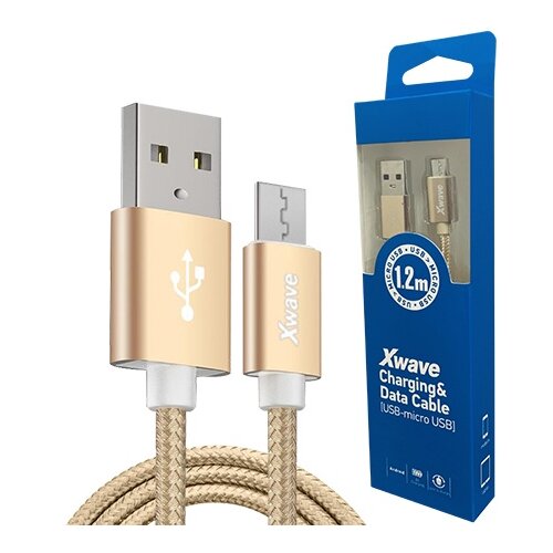 X Wave USB kabl /USB 2.0 (tip A -mu&scaron;ki) -Micro USB (tip A -mu&scaron;ki)/dužina 1,2m/2A/Aluminium /zlatni upleteni ( USB Micro 1.2m 2A Al /gold mes USB Micro 1.2m 2A Al /gold mesh Cene