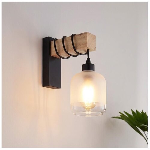Brilagi zidna lampa wood glass 1xE27/60W/230V borovina/crna/bela Cene