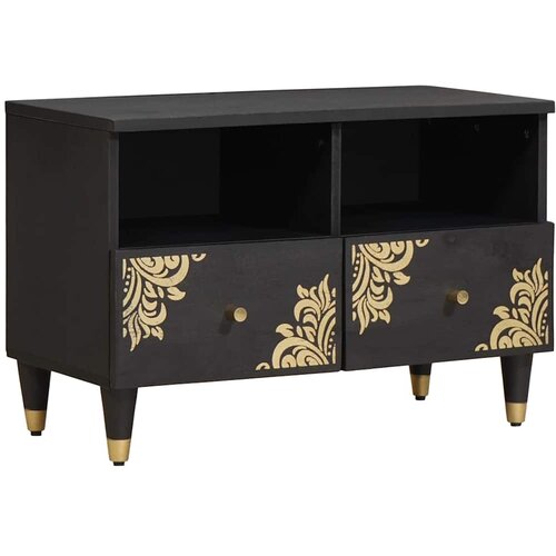 TV ormar s ladicama Crna 70 x 33 x 46 cm Čvrsto drvo manga Cene