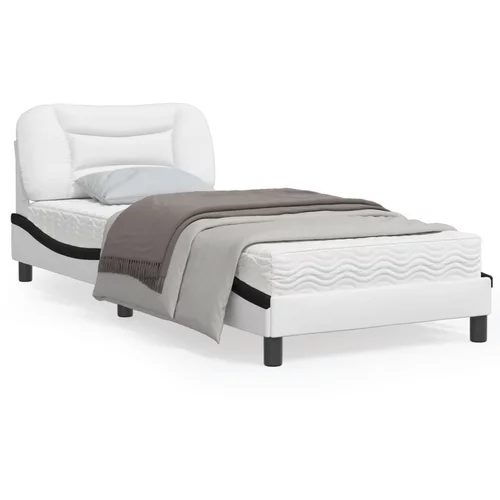 vidaXL Okvir kreveta s uzglavljem bijelo-crni 90 x 200 cm umjetna koža