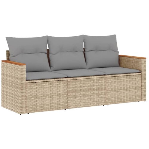  3-dijelni set vrtnih sofa od poliratana s jastucima bež Slike