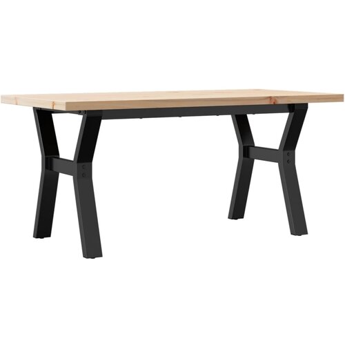 Maison Chic Klubska mizica - kavna mizica - Nizka mizica Y okvir 100x50x45,5cm trdna borovina lito železo, (21752784) Cene