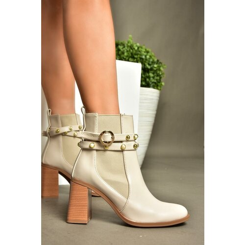 Fox Shoes R518101109 Women's Beige Thick Heeled Boots Cene