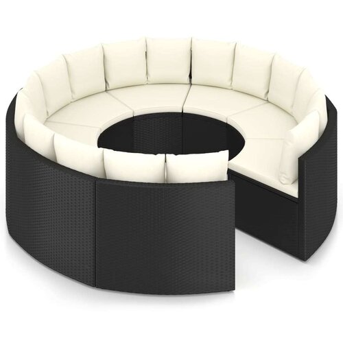 Poli 8-dijelni set vrtnih sofa od poliratana s jastucima crni Slike