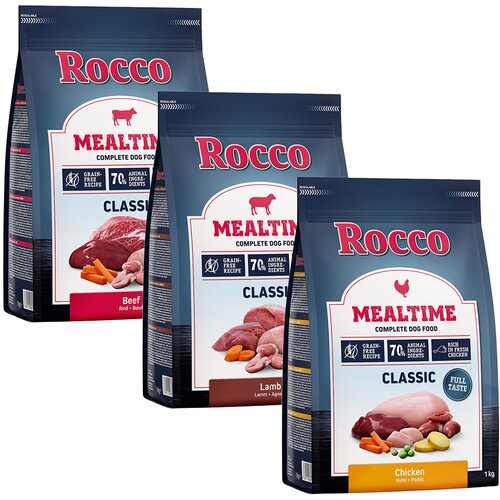 3 x 1 kg Rocco Mealtime - me&scaron;ano poskusno pakiranje Miks 1: govedina, pi&scaron;čanec, jagnjetina Cijene