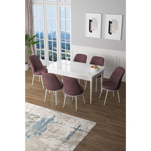 Hanah home Set Trpezarijski sto i 6 stolica Zen, Prljavo ružičasta Cijene