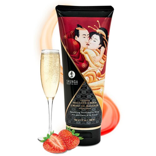 Krema za masažu sa ukusom šampanjca i jagode Shunga Kissable Massage Sparkling Strawberry Wine Slike