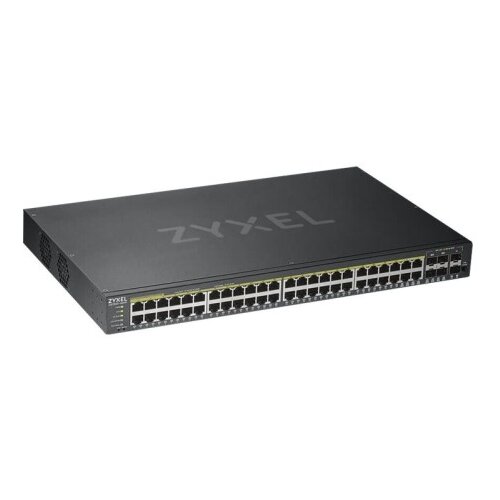 Zyxel GS1920-48HPv2, 52-portni pametno upravljan PoE switch (omrežni preklopnik) z 48x Gigabit bakrenimi PoE porti in 4x Gigabit combo priključki. Cene