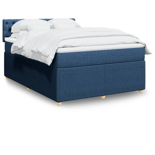 VidaXL Box spring postelja z vzmetnico modra 140x190 cm blago Slike