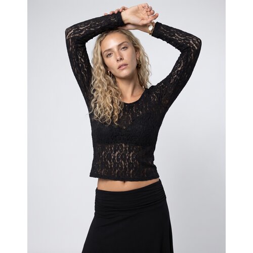 Vero Moda Topi &amp;amp; Bluze VMFLORA LS 2-WAY LACE Črna Slike