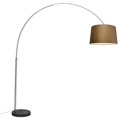 QAZQA Obločna svetilka jeklena tkanina odtenek rjava 45 cm - XXL Cene