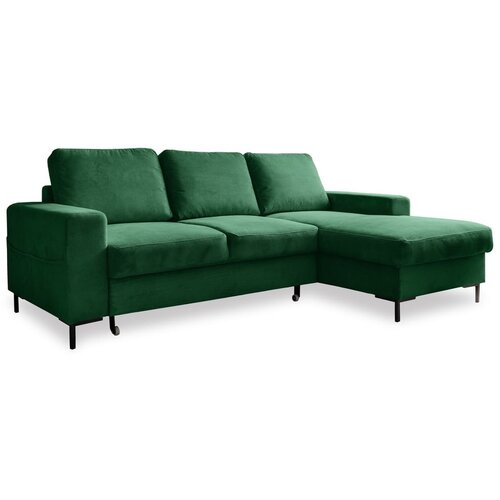Miuform Tamno zelena sklopiva kutna garnitura od samta (s desnim kutom) Lofty Lilly &amp;ndash; Slike