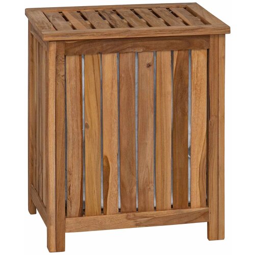 vidaXL Ko&scaron;arica za rublje Prirodna Čvrsto teak drvo - 50 x 35 x 60 cm s platnenom torbom Cijene