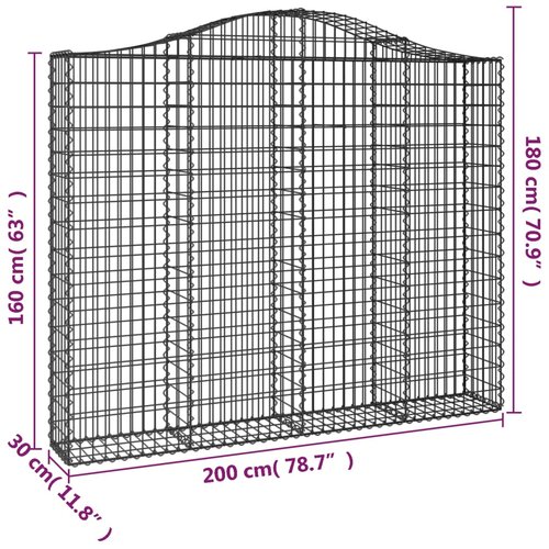  Lučne gabionske ko&amp;scaron;are 4 kom 200x30x160/180cm pocinčano željezo Slike