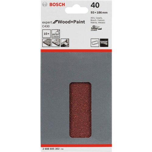 Bosch brusni list C430, 93 x 186mm - granulacija 40; pakovanje od 10 komada (2608605302) Slike